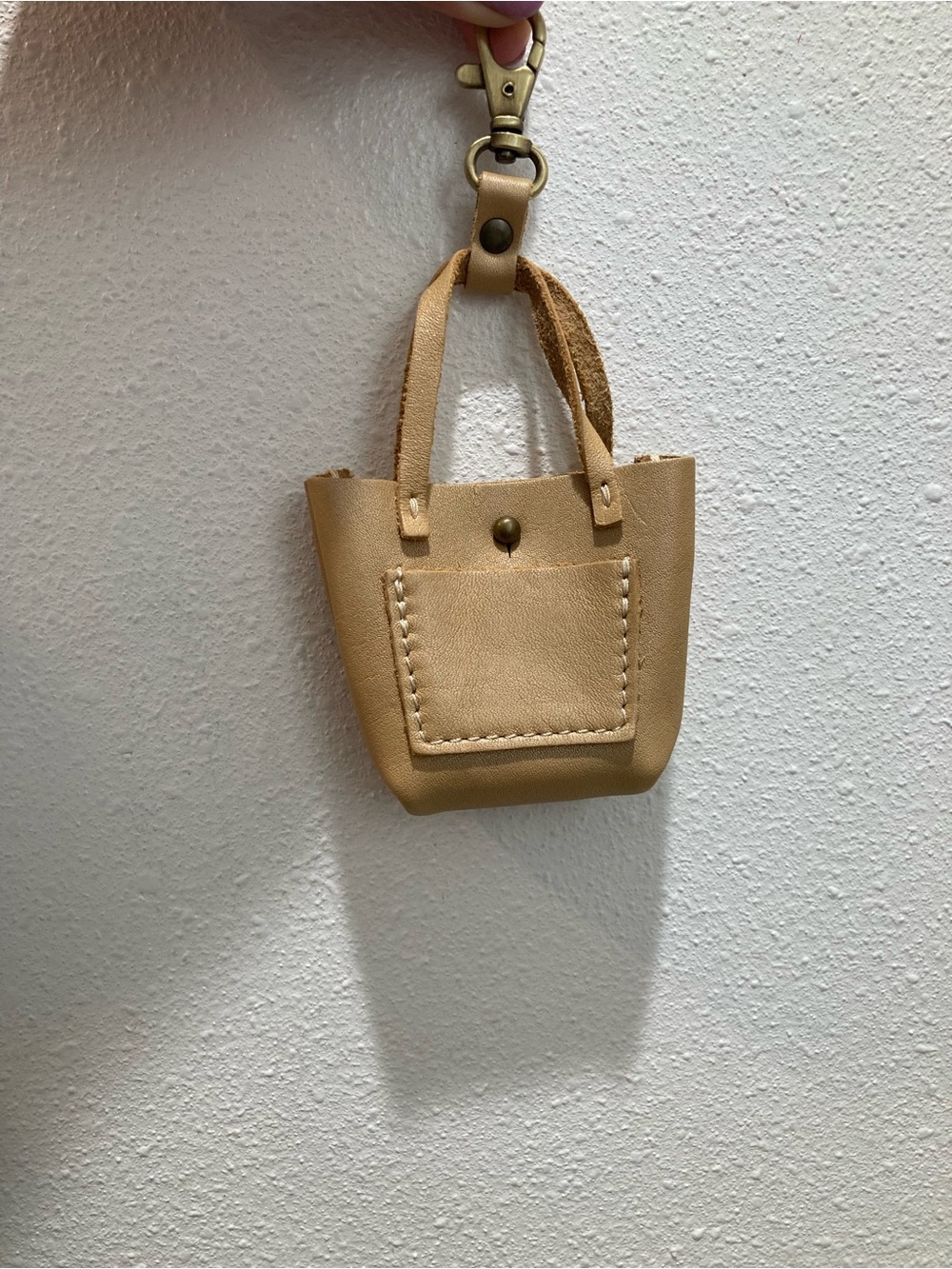 Portland Leather Mini Tote Keychain - shimmery